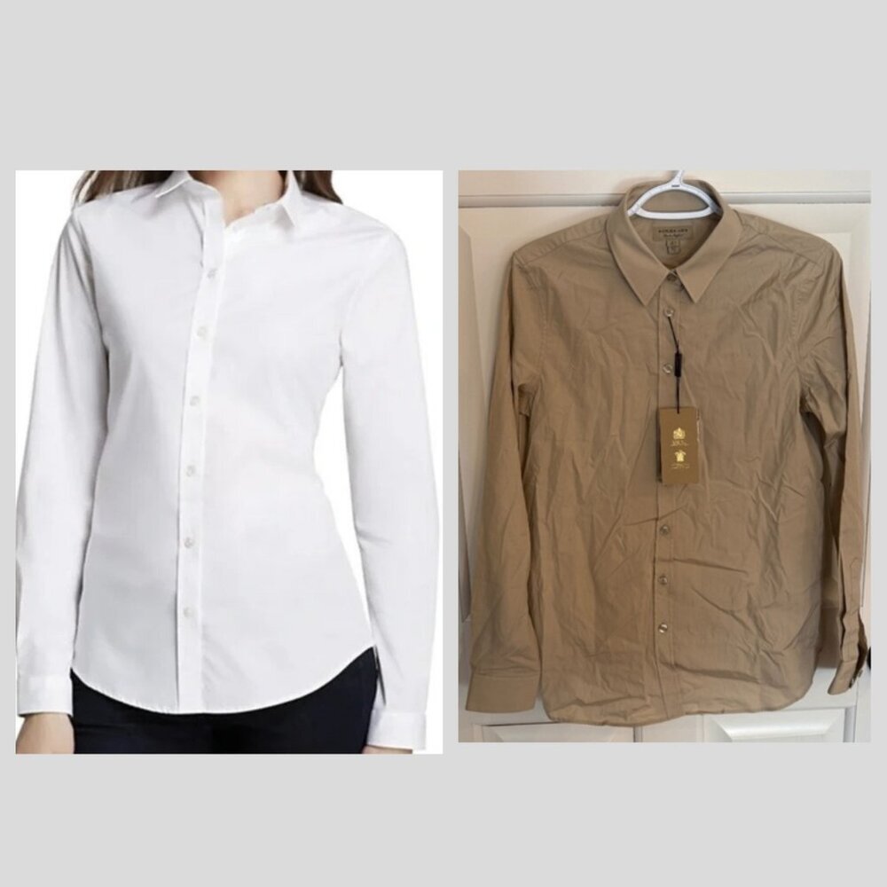 Classic Long-Sleeve Button-Down Shirt  Khaki